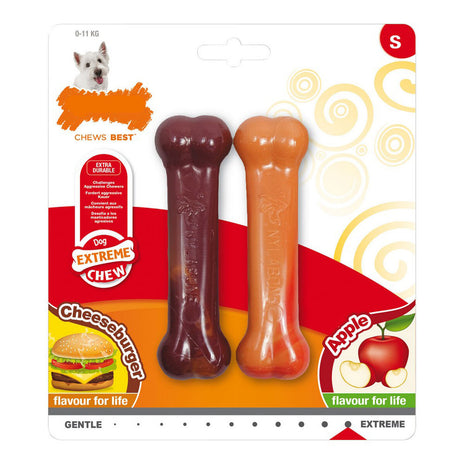 Nylabone Tuggleksak För Hundar Nylabone Extreme Chew Twin Äpple Ost Hamburgare 20 (2 Pcs)