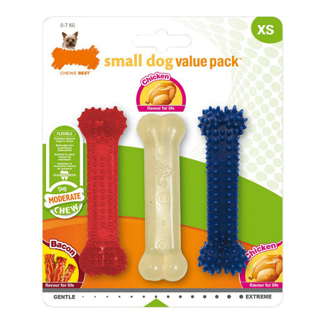 Nylabone Tuggleksak För Hundar Nylabone Value Pack Termoplast Kyckling Bacon 20 (3 Pcs)