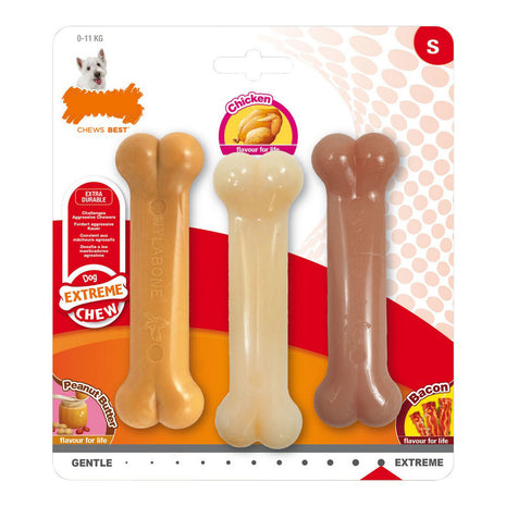 Nylabone Tuggleksak För Hundar Nylabone Extreme Chew Value Pack Jordnötssmör Bacon Kyckling 20 (3 Pcs)