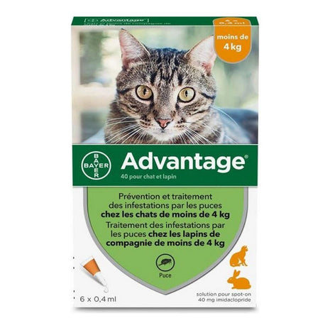 Advantage Mot Parasiter Advantage Katt Kanin 1-4 Kg 0,4 Ml 6 Antal