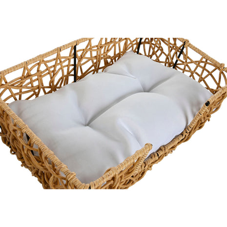 Home Esprit Säng För Husdjur Home Esprit Vit Ljusbrun Metall Syntetisk Rattan 50 X 35 X 14 Cm (2 Delar)